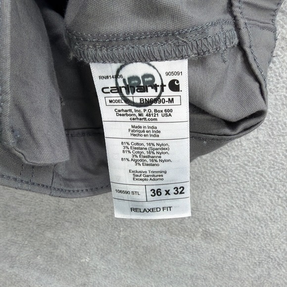 Carhartt Pants Mens 36x30* Steel Grey Force Twill 5 Pocket Relaxed Work Utility - Picture 8 of 12